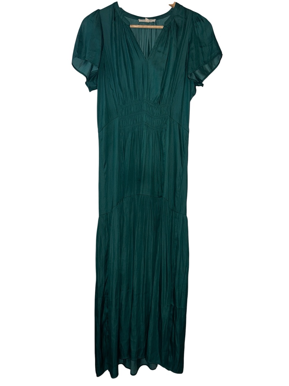Grade & Gather Satin Tiered Maxi Dress Emerald Green Elegant Bohemian Size XLP